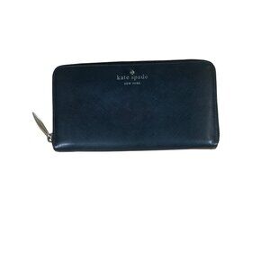 Kate Spade New York Bifold Black Leather Zip Around Wallet